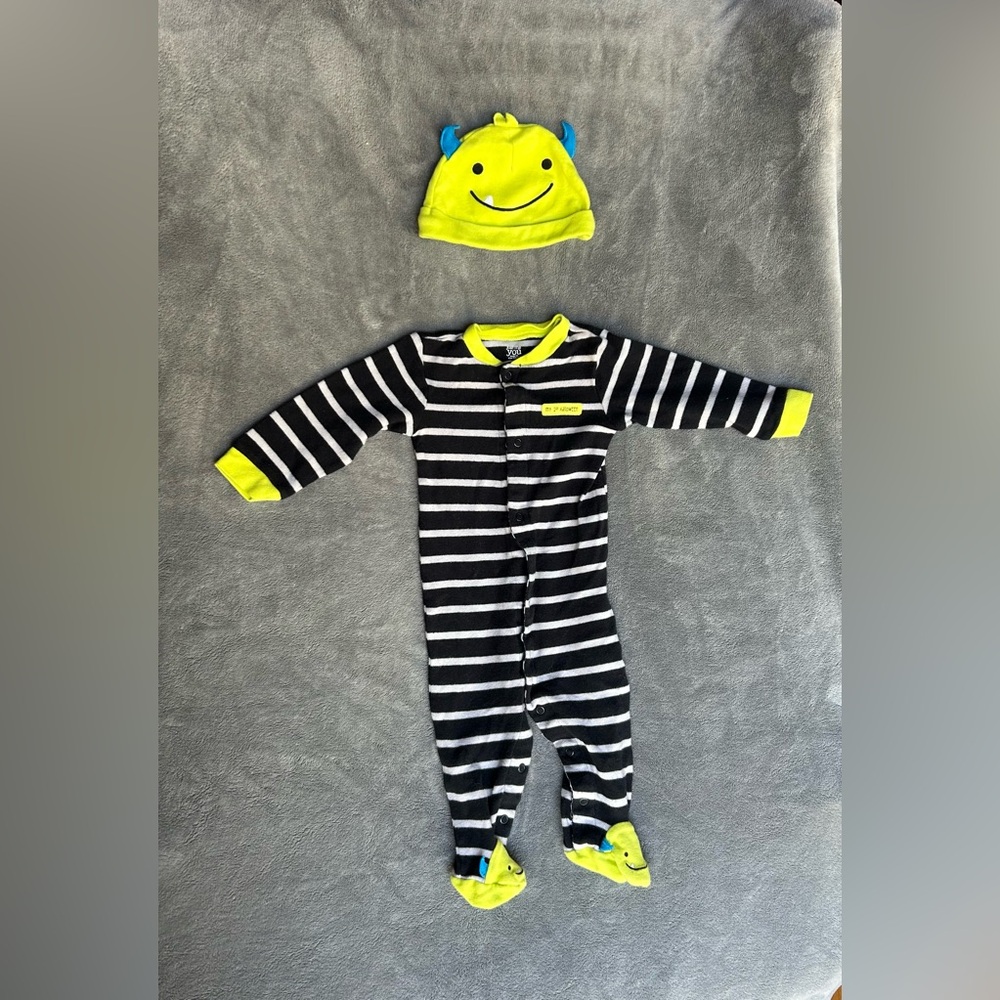 My 1st Halloween Footie Outfit with Hat